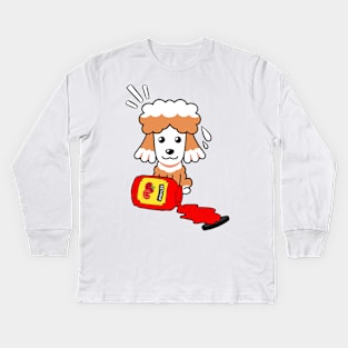 Poodle Spilled a bottle of ketchup Kids Long Sleeve T-Shirt